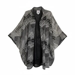 Very Vollbrach Abstract Print Kaftan Cardigan Top Sz 1X Lagenlook Lagom Timeless
